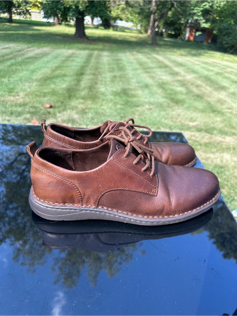 Men's Brown Leather Casual Lace-Up Shoes